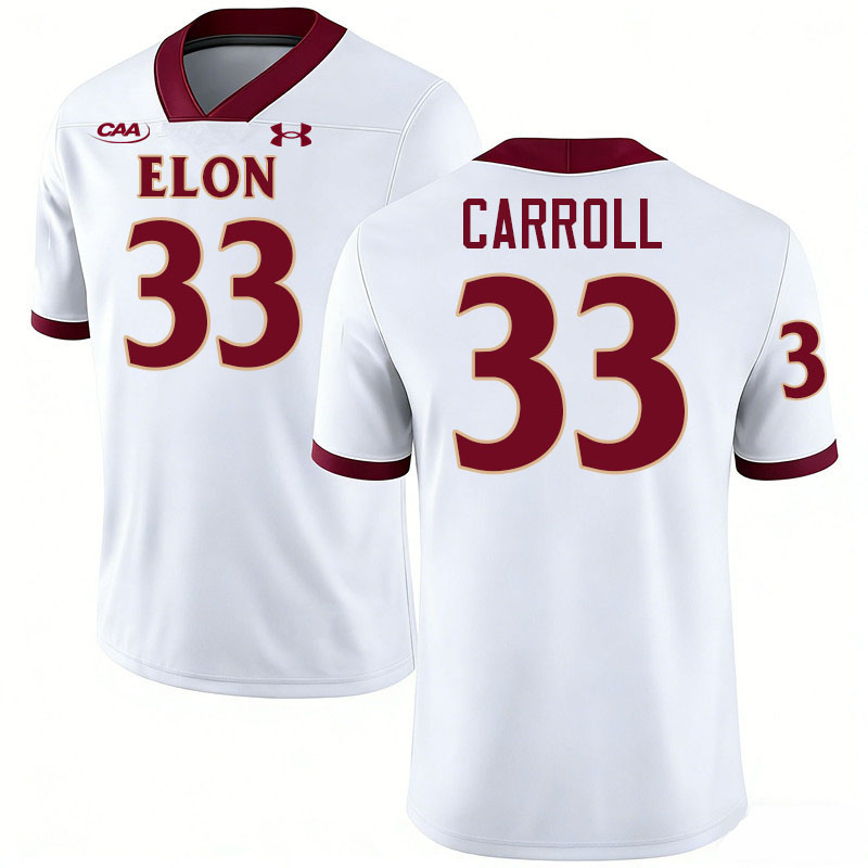 Elon Phoenix #33 Brodie Carroll College Football Jerseys,Uniforms-White